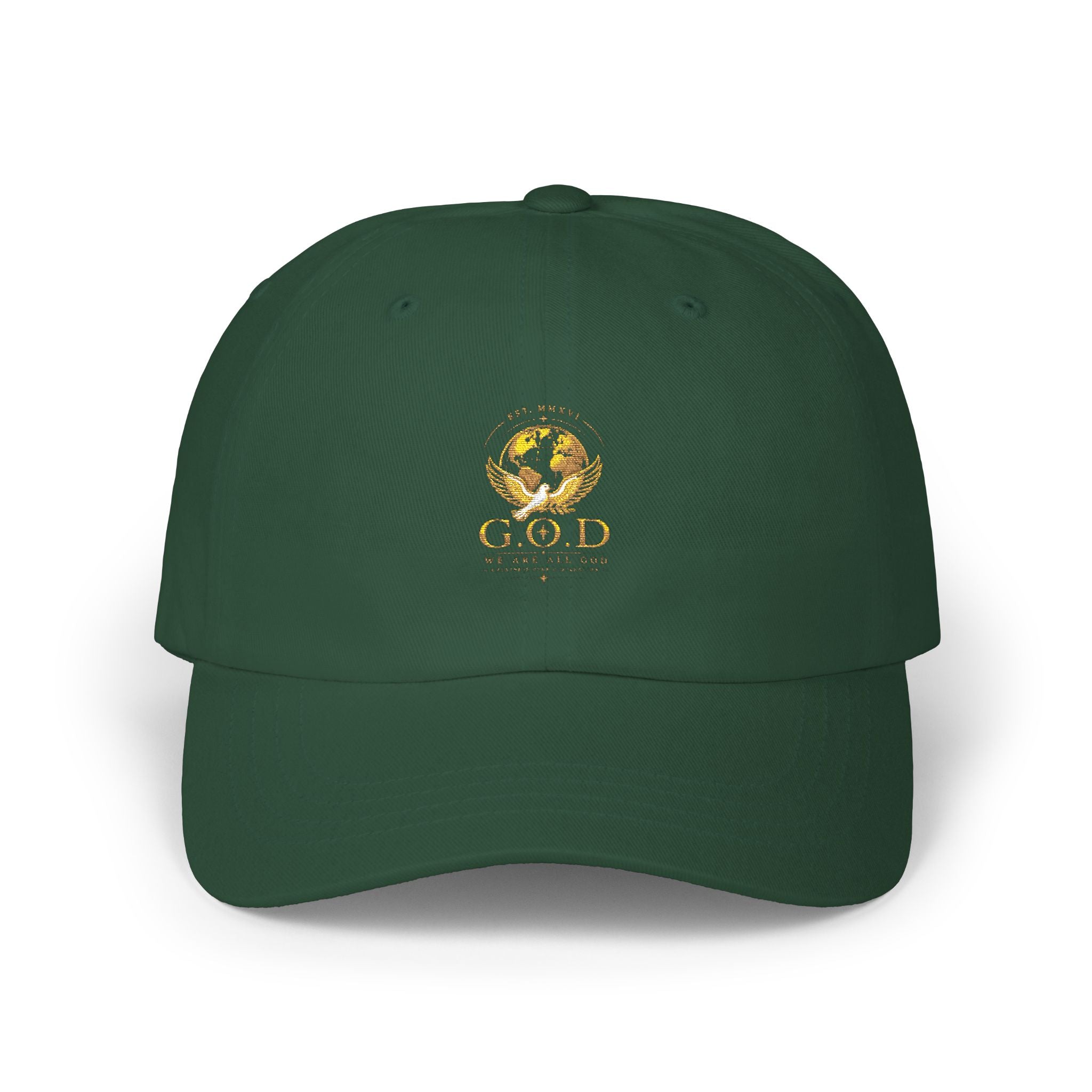 🕊️🌎 - GOD Globe Embroidered White Baseball Hat