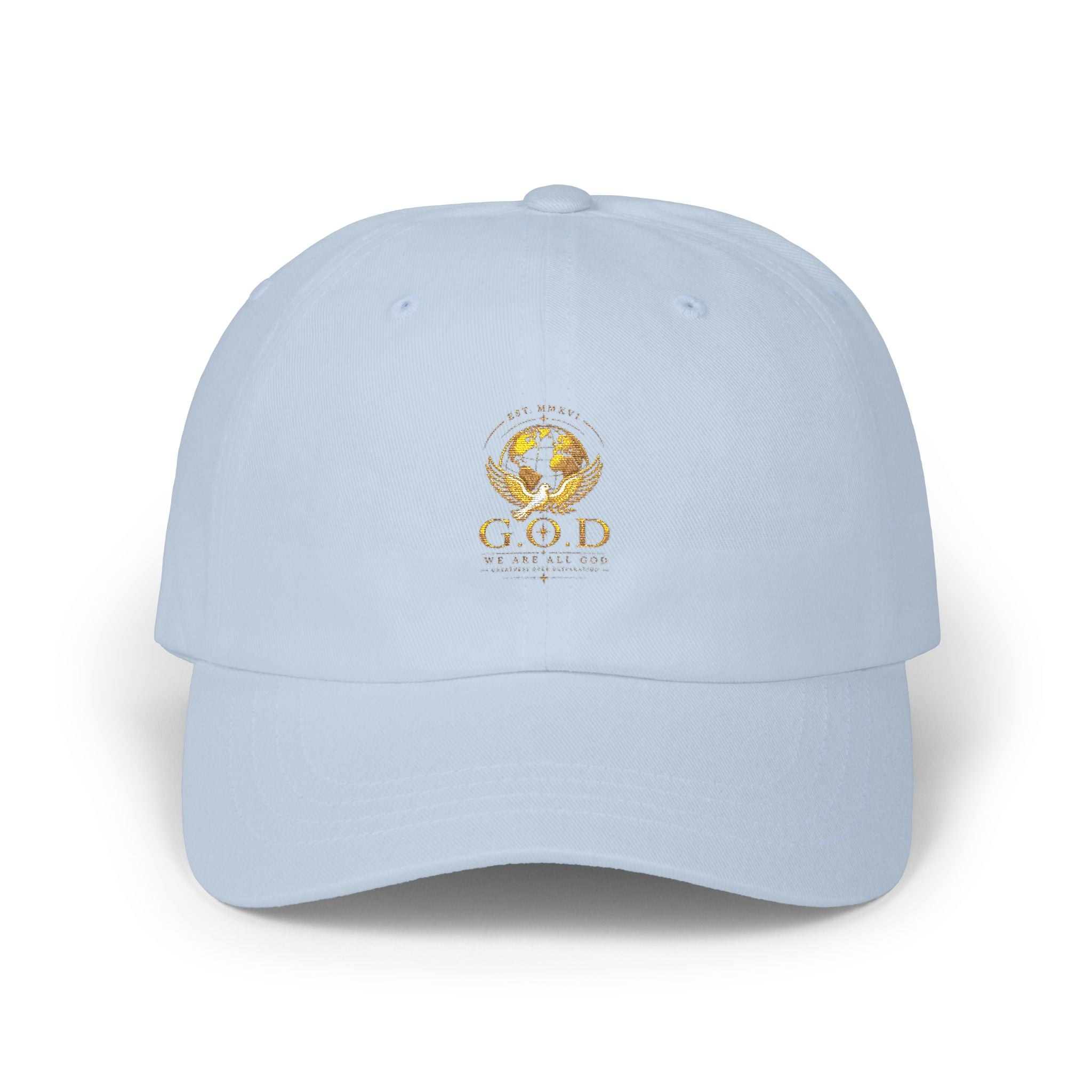 🕊️🌎 - GOD Globe Embroidered White Baseball Hat