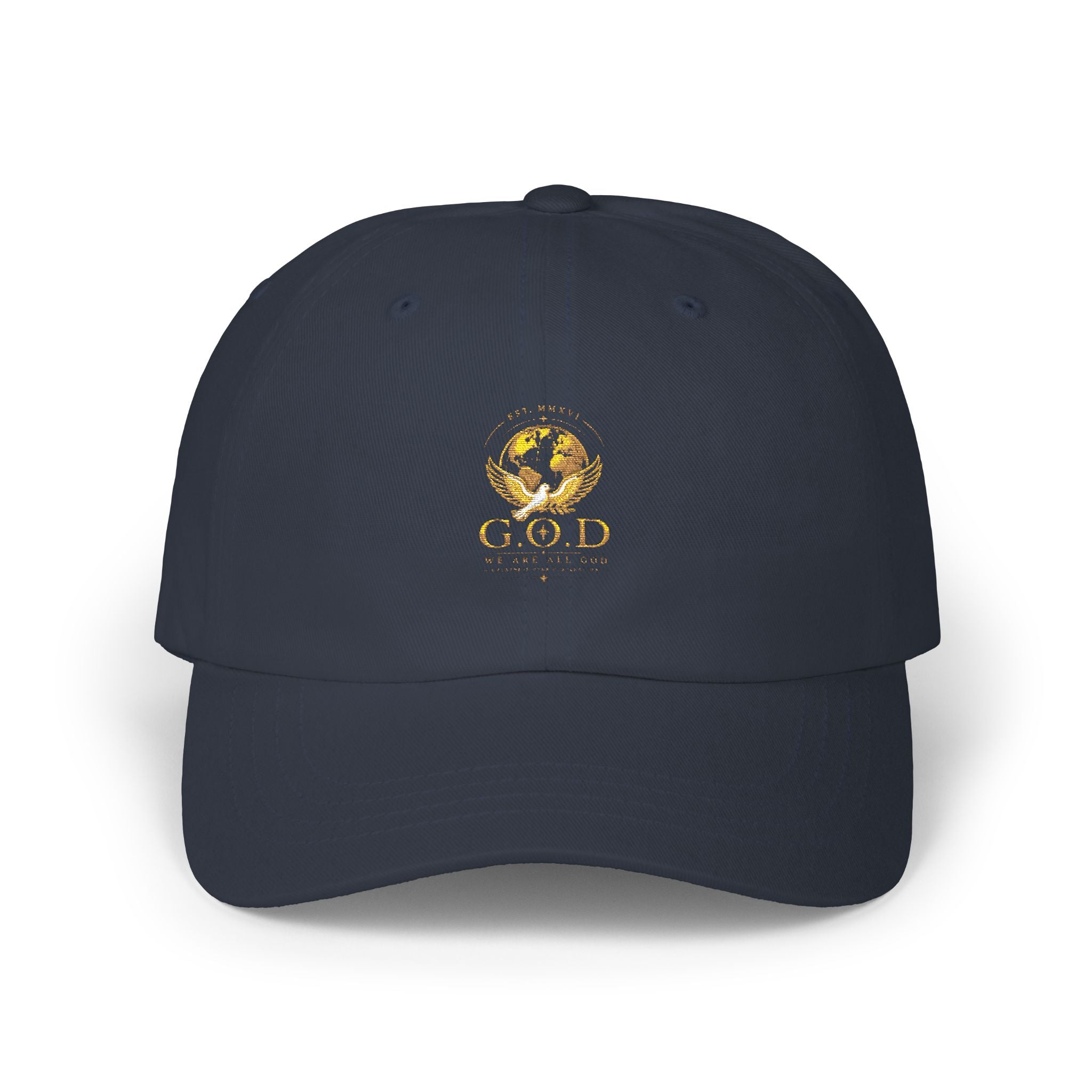 🕊️🌎 - GOD Globe Embroidered White Baseball Hat