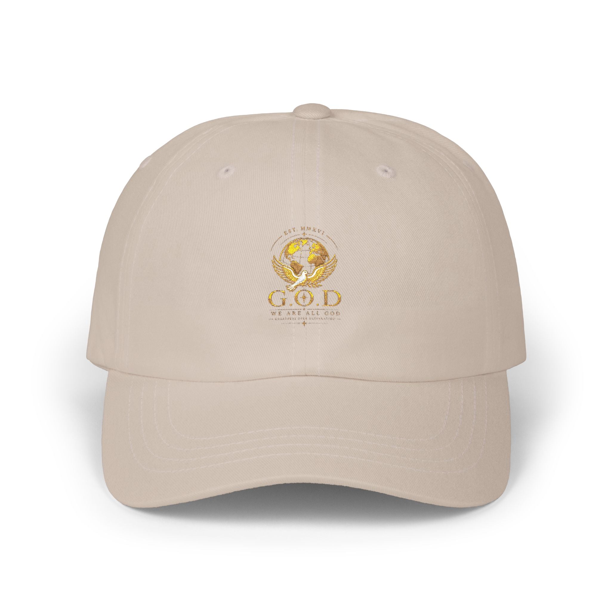 🕊️🌎 - GOD Globe Embroidered White Baseball Hat